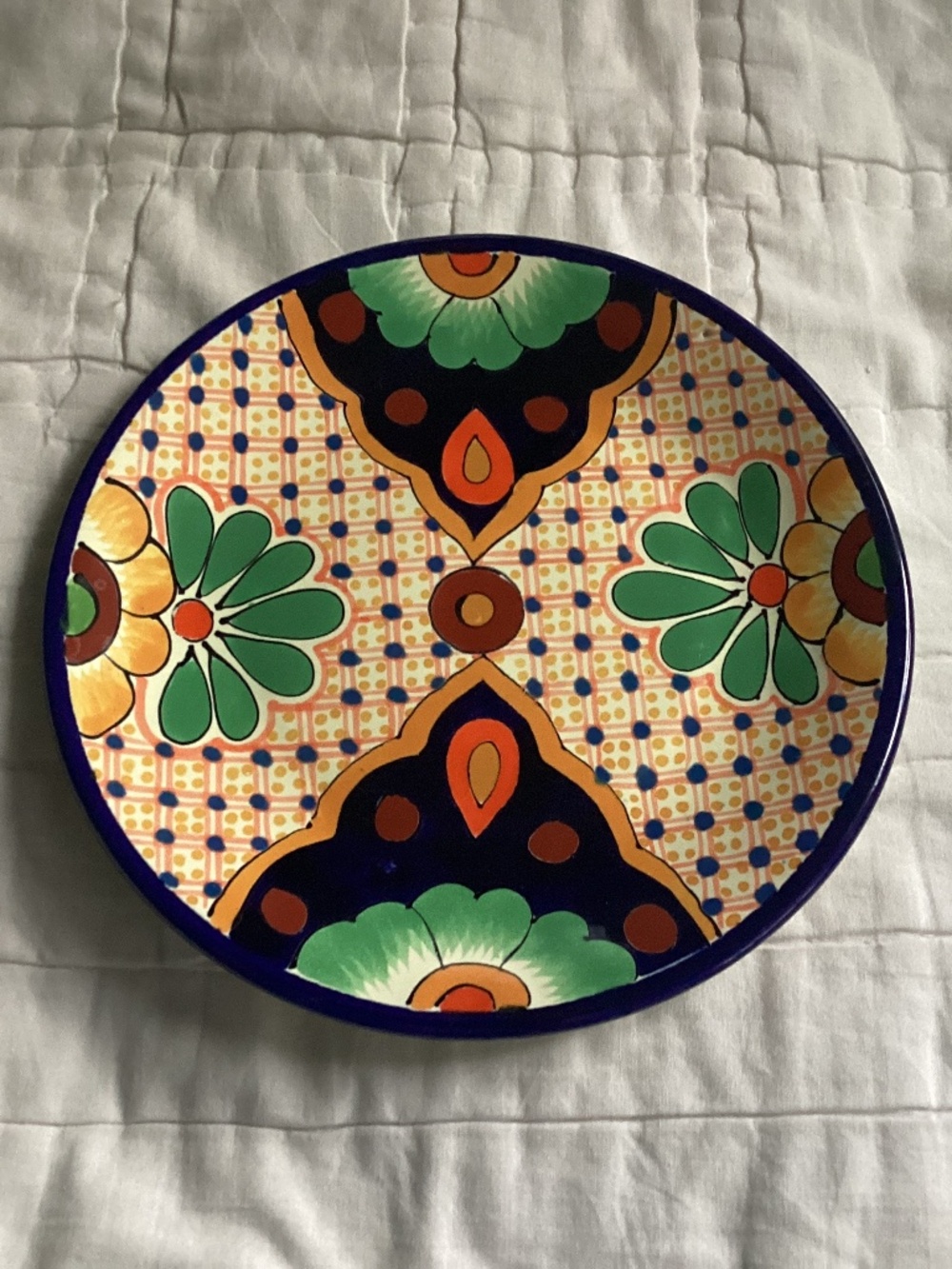 MEXICAN CERAMIC POTTERY COLORFUL ROUND PLATE